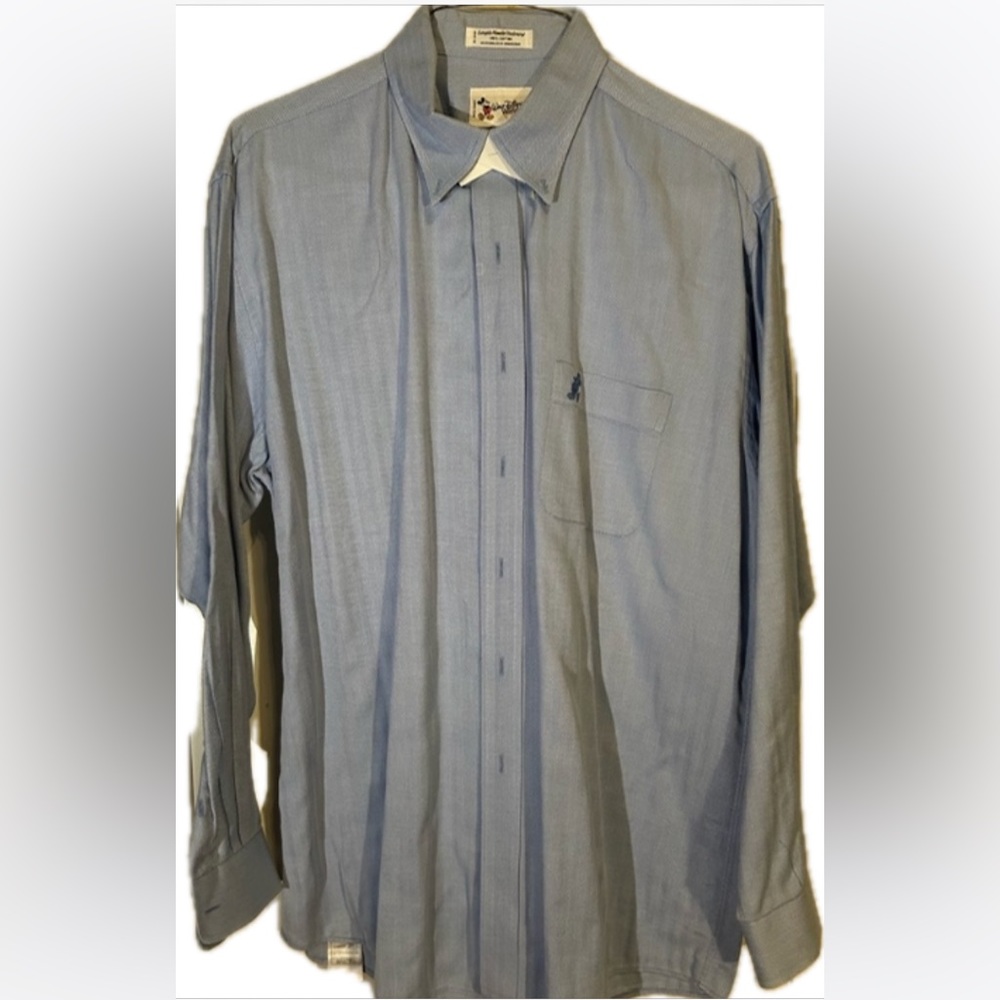 Disney Men's Blue Casual Button Down Shirt Mickey embroidered logo size large
